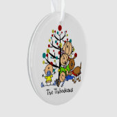 Stick Figuur mam, Kinder, Dog Acrylversiering Ornament (voorkant)