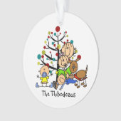 Stick Figuur mam, Kinder, Dog Acrylversiering Ornament (voorkant)