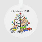 Stick Figuur mam, Kinder, katachtig acrylOrnament Ornament (achterkant)