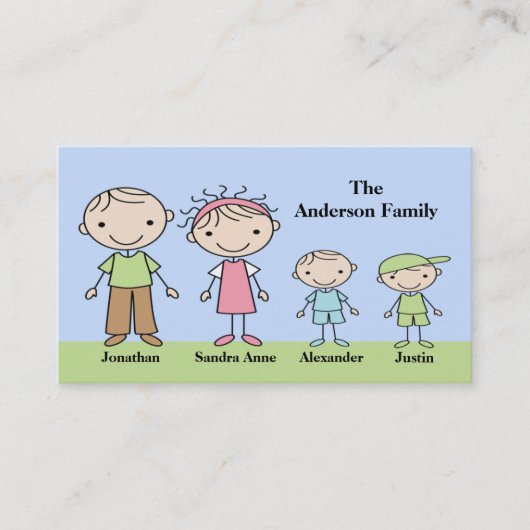 Stick Figuur mammie Calling Cards Contactkaartje (Voorkant)