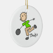 Stick Figuur Mannelijke Bowler T-shirts en geschen Keramisch Ornament (Rechts)