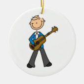 Stick Figuur Mannelijke Gitaar Speler T-shirts en Keramisch Ornament (Voorkant)