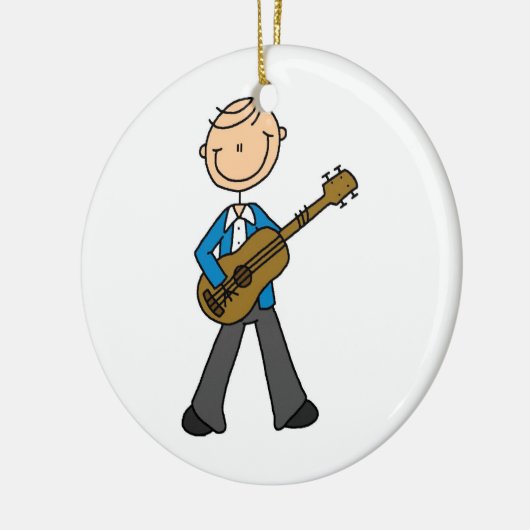Stick Figuur Mannelijke Gitaar Speler T-shirts en  Keramisch Ornament (Links)
