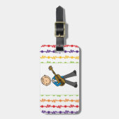 Stick Figuur mannelijke Guitar Player T-shirts en  Bagagelabel (Voorkant verticaal)