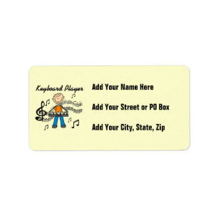 Stick figuur mannelijke toetsenbord speler geschen etiket