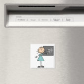 Stick figuur meisje bij krijtbord magneet (Insitu (Vaatwasser))