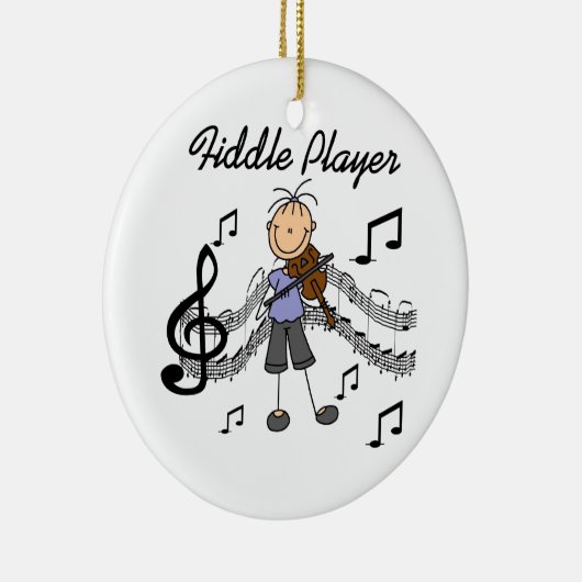 Stick Figuur Meisje Fiddle Player Tshirts en gesch Keramisch Ornament (Rechts)