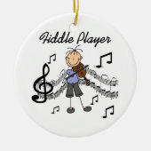 Stick Figuur Meisje Fiddle Player Tshirts en gesch Keramisch Ornament (Voorkant)