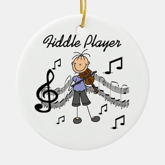 Stick Figuur Meisje Fiddle Player Tshirts en gesch Keramisch Ornament (Voorkant)