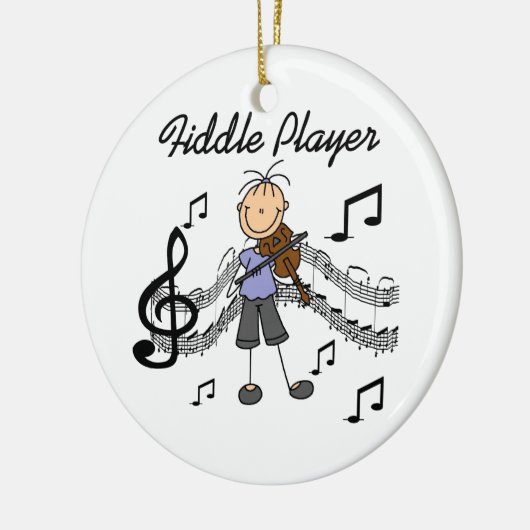 Stick Figuur Meisje Fiddle Player Tshirts en gesch Keramisch Ornament (Links)