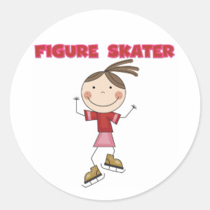 Stick Figuur Meisje Figuur Skater Tshirts en gesch Ronde Sticker