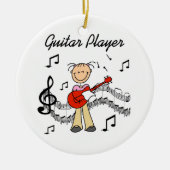 Stick Figuur Meisje Gitaarspeler T-shirts en gesch Keramisch Ornament (Voorkant)