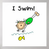 Stick Figuur meisje I Swim Poster (Voorkant)