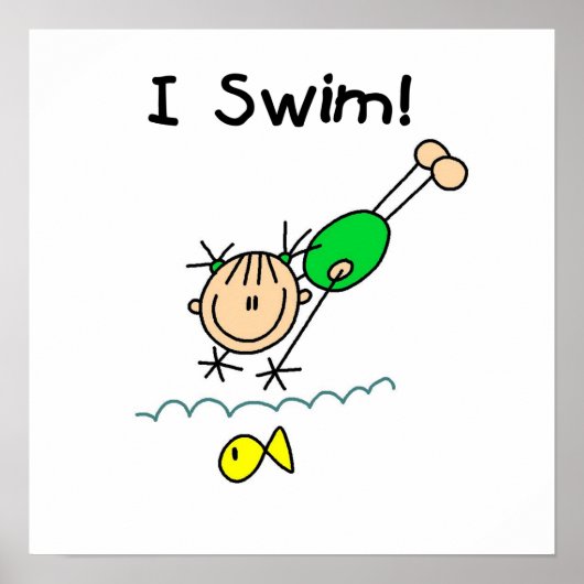 Stick Figuur meisje I Swim Poster (Voorkant)