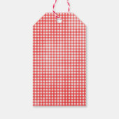 Stick figuur meisje in gingham jurk cadeaulabel (Achterkant)
