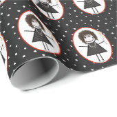 Stick Figuur meisje in Sneakers Cadeaupapier (Rol Hoek)