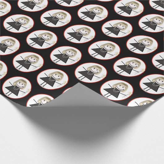 Stick Figuur meisje in Sneakers Cadeaupapier (Hoek)