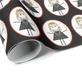 Stick Figuur meisje in Sneakers Cadeaupapier (Rol Hoek)