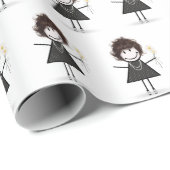 Stick Figuur meisje in Sneakers op wit Cadeaupapier (Rol Hoek)