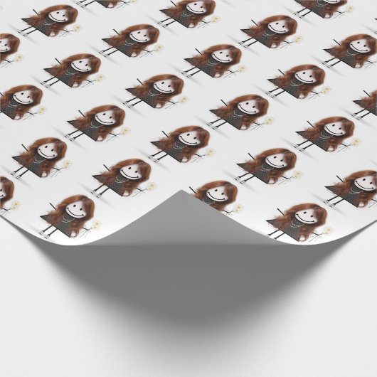 Stick Figuur meisje in Sneakers op wit Cadeaupapier (Hoek)