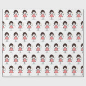 Stick Figuur meisje in Sneakers op wit Cadeaupapier (Vlak)