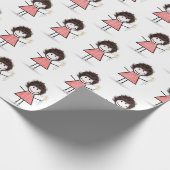 Stick Figuur meisje in Sneakers op wit Cadeaupapier (Hoek)