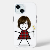 Stick Figuur meisje met Daisies Case-Mate iPhone Case (Achterkant)