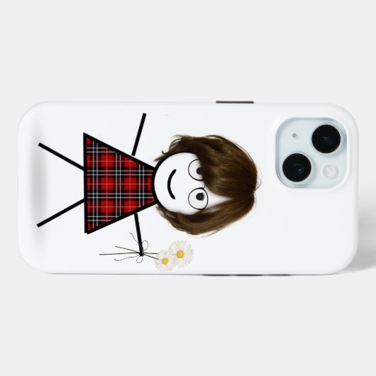 Stick Figuur meisje met Daisies Case-Mate iPhone Case (Achterkant (horizontaal))