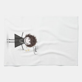 Stick Figuur meisje met Daisies Theedoek