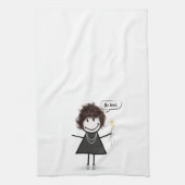 Stick Figuur meisje met Daisies Theedoek (Verticaal)