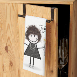 Stick Figuur meisje met Daisies Theedoek
