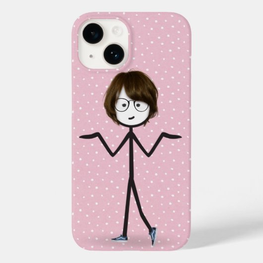 Stick figuur meisje met donker haar Case-Mate iPhone case (Achterkant)