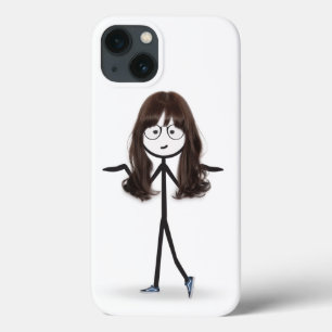 Stick figuur meisje met donker haar Case-Mate iPhone case