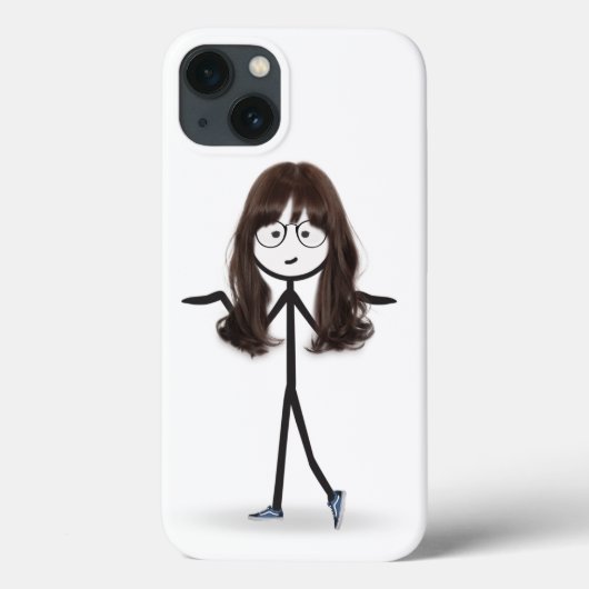 Stick figuur meisje met donker haar Case-Mate iPhone case (Achterkant)