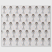 Stick figuur meisje met haar en bril cadeaupapier (Vlak)