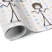 Stick figuur meisje met haar en bril cadeaupapier (Rol Hoek)