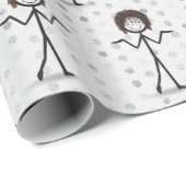 Stick figuur meisje met haar en bril cadeaupapier (Rol Hoek)