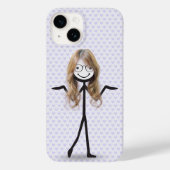 Stick figuur meisje met haar en bril Case-Mate iPhone case (Achterkant)