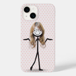 Stick figuur meisje met haar en bril Case-Mate iPhone 14 hoesje
