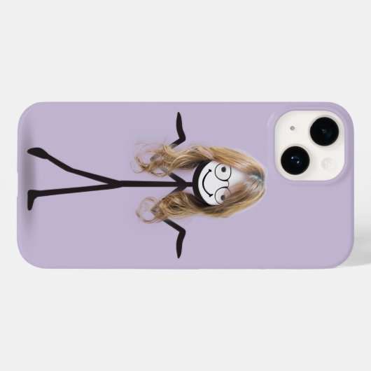 Stick figuur meisje met haar en bril Case-Mate iPhone case (Achterkant (horizontaal))