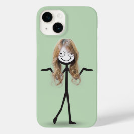 Stick figuur meisje met haar en bril Case-Mate iPhone 14 hoesje