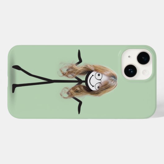 Stick figuur meisje met haar en bril Case-Mate iPhone case (Achterkant (horizontaal))