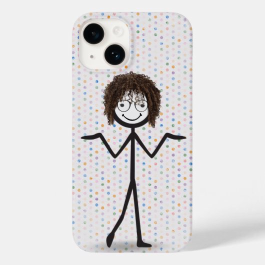 Stick figuur meisje met haar en bril Case-Mate iPhone case (Achterkant)