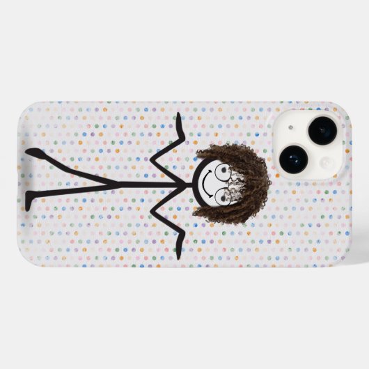 Stick figuur meisje met haar en bril Case-Mate iPhone case (Achterkant (horizontaal))