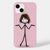 Stick figuur meisje met haar en bril Case-Mate iPhone case (Achterkant)
