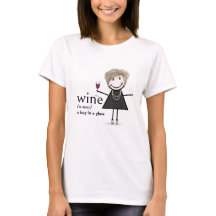 Stick figuur meisje met rode wijn