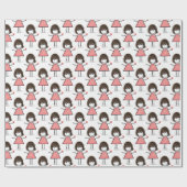 Stick figuur meisje met rood hart cadeaupapier (Vlak)