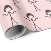 Stick figuur meisje met Sneakers Cadeaupapier (Rol Hoek)