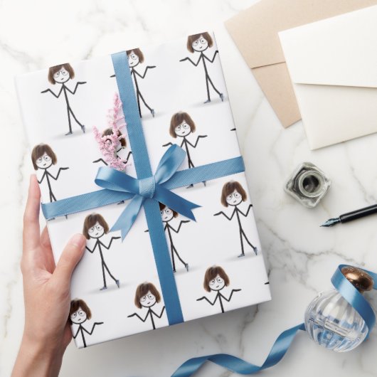 Stick figuur meisje met Sneakers Cadeaupapier (Geschenken)