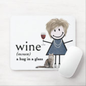 Stick figuur meisje met wijn en kat muismat (Met muis)